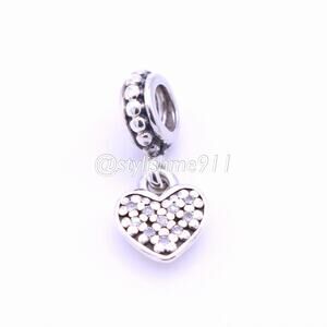 Authentic PANDORA Retired Sterling Silver Heart Dangle - 791023CZ